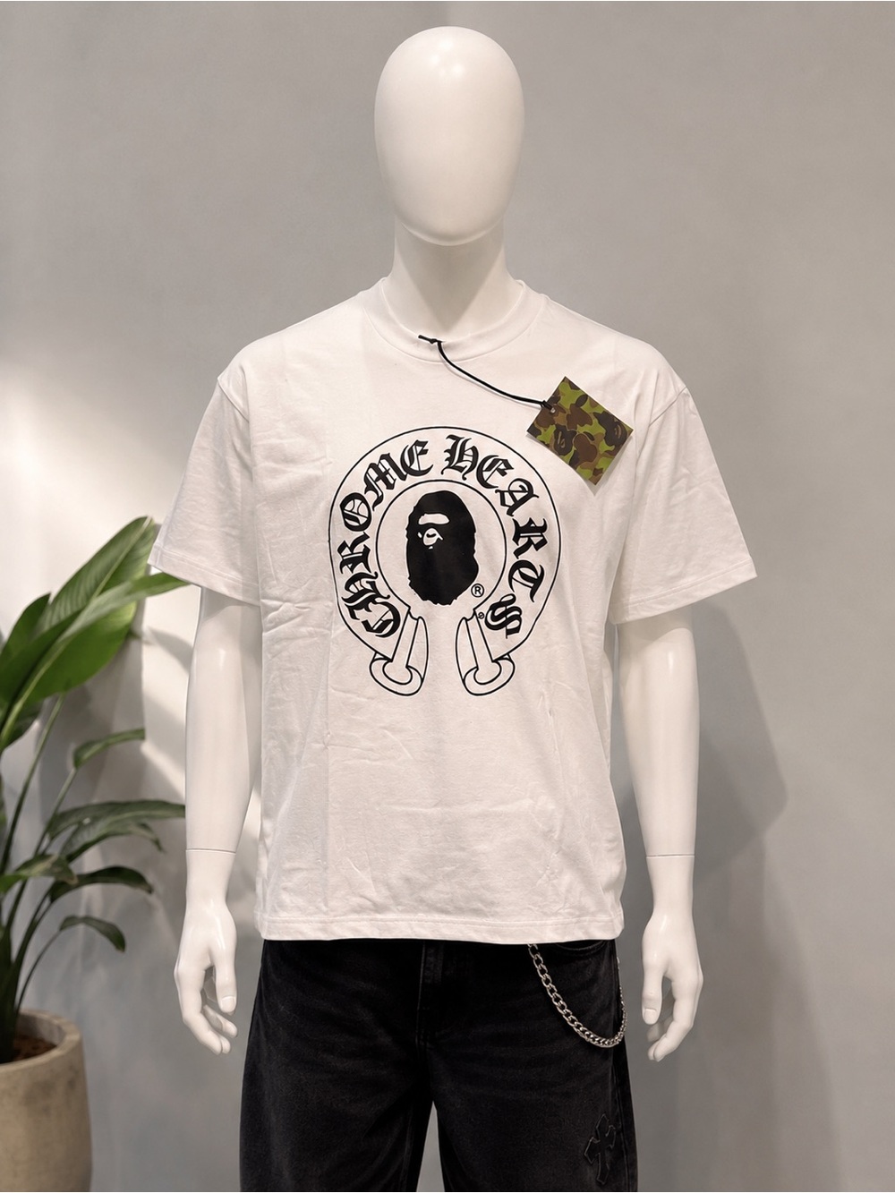 Chrome Hearts x bape White T-Shirt with Black Logo